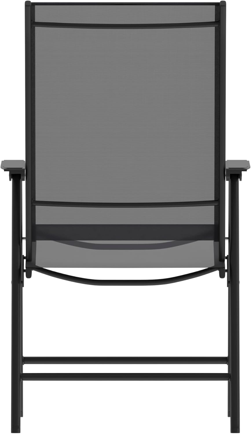 Flash Furniture Paladin Black Outdoor Folding Patio Sling Chair with Black Frame (2 Pack)