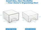 Acrylic Stackable Storage Drawers, [4-Pack] Clear Organizer Bins with Built-in Handles, Smooth Slide-Out Design for Vanity, Under Sink, Medicine Cabinet, Skincare, and More
