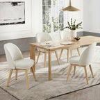 KISLOT Wooden Dining Chairs Set of 2, Fabric Upholstered Modern Dining Room Chairs with Double-Layer Thick Seat Cushion & Ergonomic Backrest for Restaurant, Kitchen and Café, Beige