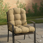 Cushion Source Tufted Chair Cushion | Rounded Back Corners | 21" x 19" x 4" Seat Cushion | No Ties | Indoor/Outdoor | Multiple Sunbrella Fabric Options Available (Sunbrella Elements Cast Silver)
