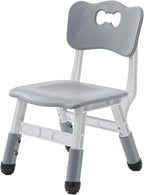 UNICOO Kids Chair, Height Adjustable Toddler Chair, Stackable Children Classroom Chair for Preschool, Daycare, Playroom and Home, Non-Slip Learning Chair (Gray, Set of 4)
