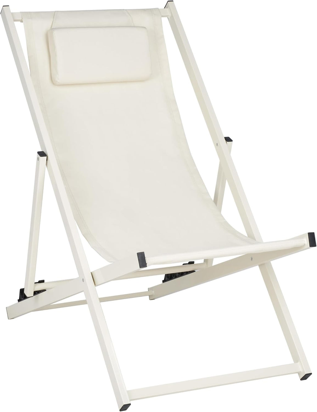 SAFAVIEH Outdoor Collection Camlin Beige/Beige Adjustable Folding Sling Chair Set of 2 (Fully Assembled)