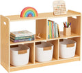 OOOK Montessori Shelf 5-Section, 2-Shelf Toy Organizers and Storage, Double-Sided Montessori Toy Storage, Ideal for Kids Room, Daycare Center, Nursery, Classroom, Kindergarten