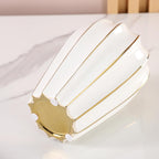 White Gold Ceramic Vase - Small Round Decorative Vase for Table Centerpieces, Wedding Decor, and Home (7.48 Inches Tall)