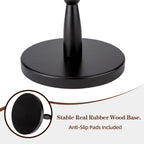 SANY DAYO HOME 12" Real Wood Round Drink Table, Small Pedestal Side Table with Decorative Beaded Design, Accent End Table for Living Room and Bedroom, Black