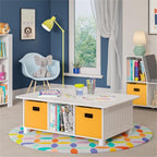 RiverRidge Kids Desk and Activity Table with 6 Storage Cubbies for Folding Bins - Art Craft or Train Table Design for Play Area Toy Organization - White