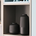 Black Ceramic Vase for Flowers, 6 Inch Flower Vases Home Decor, Black Boho Vases for Pampas Grass, Vase for Centerpieces Living Room Table Entryway Shelf