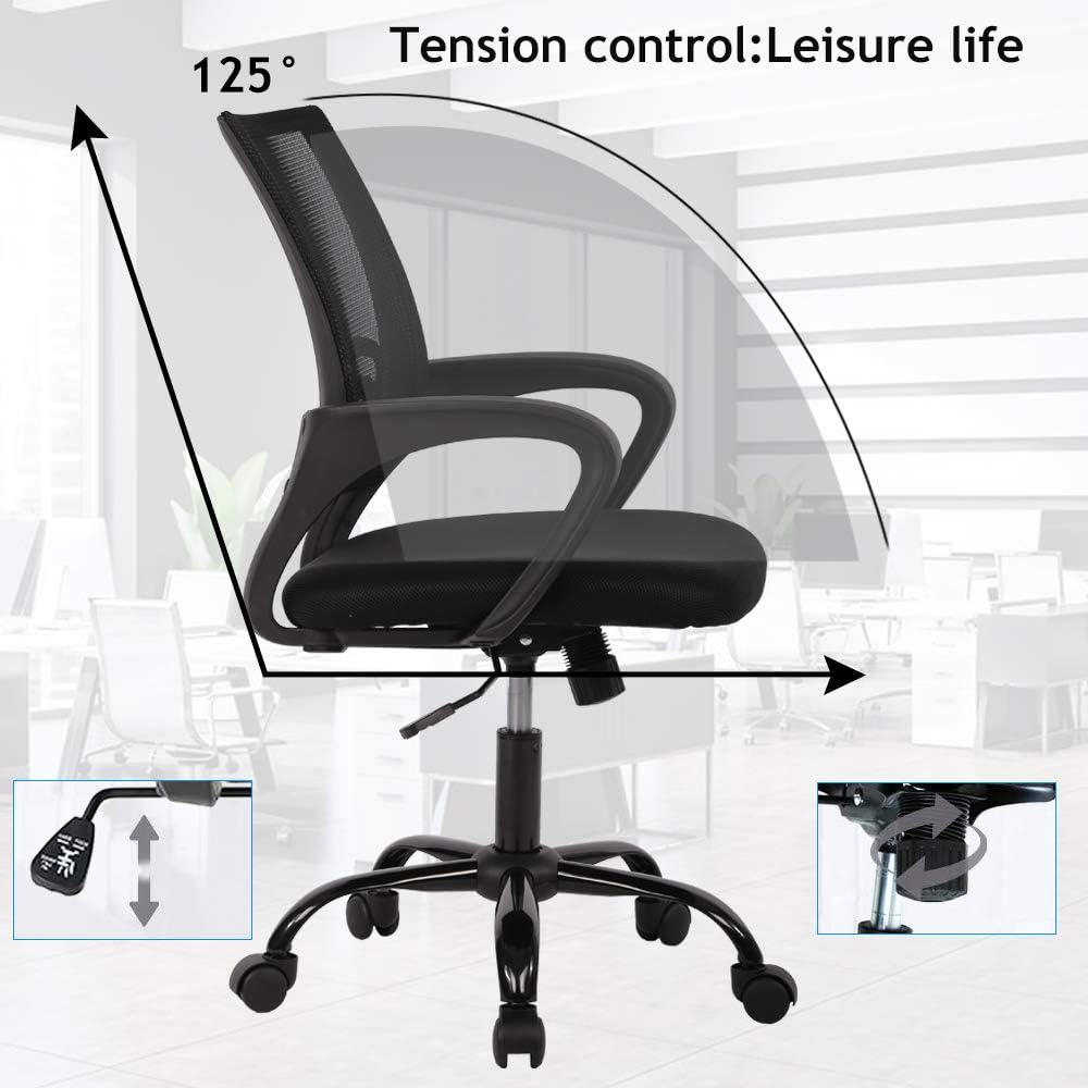 Office Chair Ergonomic Desk Chair with Lumbar Support & Armrest Height Adjustment Swivel Rolling Mid Back Breathable Mesh Chair PC Executive Works Task Computer Chair for Home Office, 2 Pack