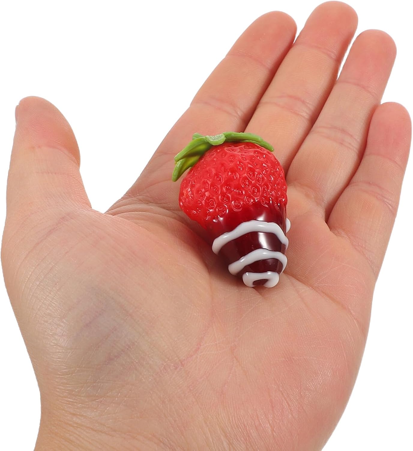 6pcs Artificial Realistic Strawberries Chocolate Dipped Faux Fruit Decoration Set for Photography Props Cake Toppers Party Photo Shoot