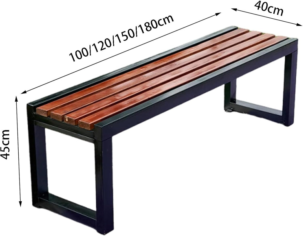 Colorful Outdoor Bench with Solid Wood seat and Metal Frame, Capable of Supporting 400kg, Suitable for Streets, Parks, and courtyards C 150cm