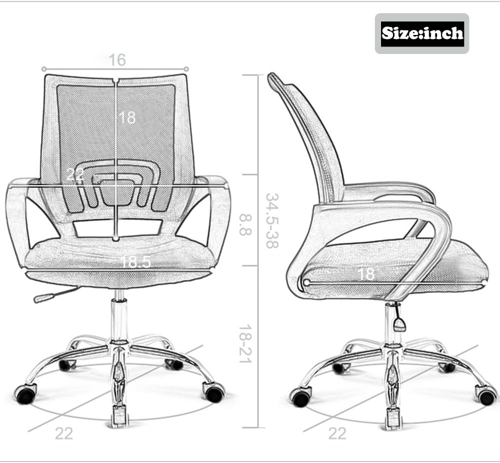BestOffice Ergonomic Office Chair Mesh Cheap Desk Chair Task Computer Chair Lumbar Support Modern Executive Adjustable Rolling Swivel Chair for Back Pain, White