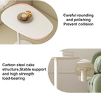 C-Shaped Side Table, Modern Metal End Table for Sofa Couch and Bed, Small Space Coffee Snack Tables, Minimalist Nightstand for Living Room Bedroom Office, White(Black,50x38x60cm)