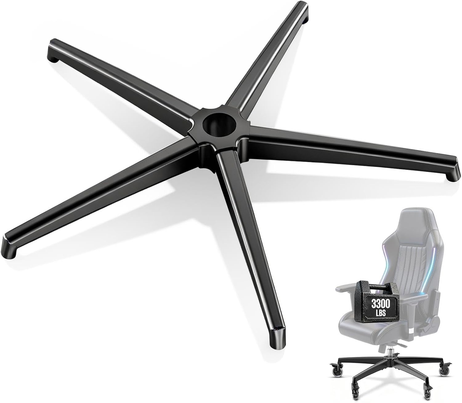 Office Chair Base, Office Chair Base Replacement, 3300 lbs, Metal Desk Chair Base Replacement Parts, Universal Gas Cylinder and Caster Socket