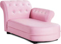 GLACER Kids Sofa, Pink Toddler Couch Princess Sofa with PVC Leather and Embedded Crystal, Upholstered Children Chaise Lounge, Baby Sofa Chair Children Armchair for Girls