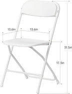 100 PCS Plastic Folding Chair, Portable Commercial Chair, Heavy-Duty Plastic Folding Chairs, Folding Chair with 350 LB Capacity for Wedding Party Outdoor Indoor White