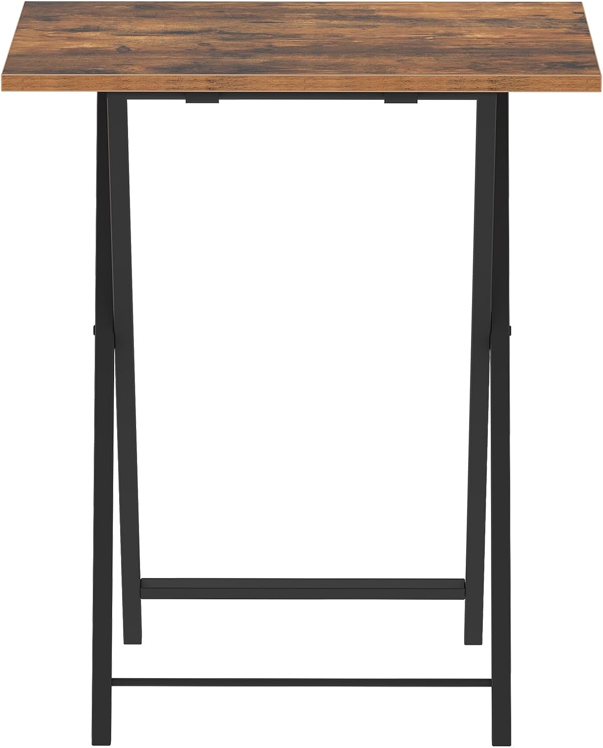 HOOBRO Folding TV Tray Tables, Set of 2 Side Table for Small Space, Industrial Snack Tables for Eating at Couch, Stable Metal Frame, Easy Assembly, Space Saving, Rustic Brown and Black BF25BZ01