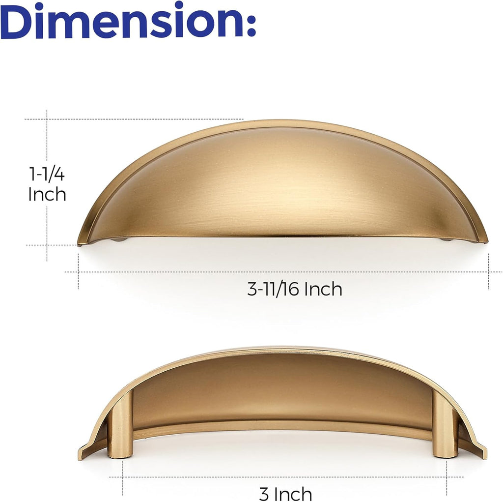 Ravinte 25 Pack 3" Drawer Pulls Champagne Bronze Cabinet Cup Pulls Kitchen Hardware Cabinet Handles Drawer Handles Knobs 3 inch Hole Center
