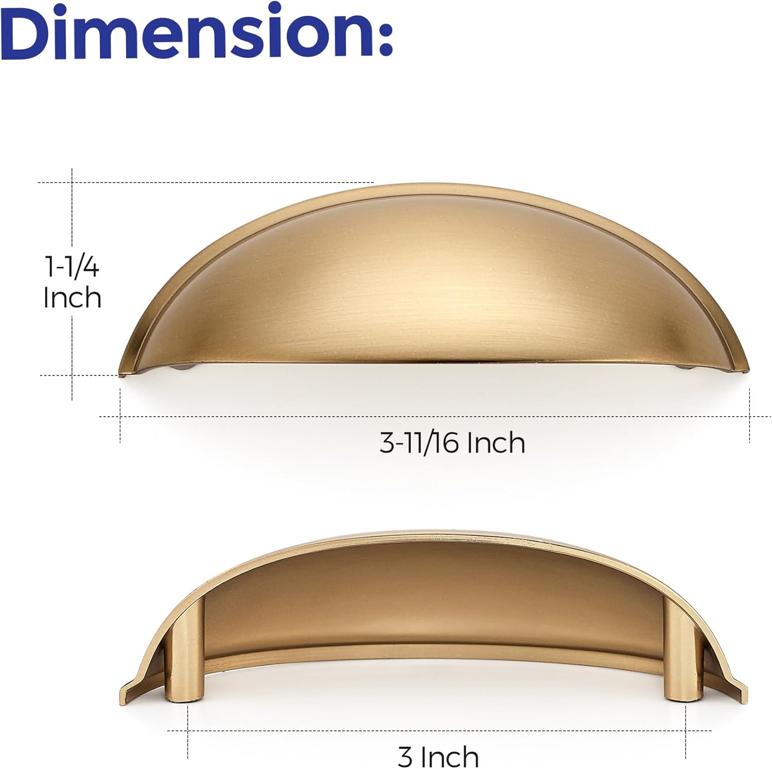 Ravinte 25 Pack 3" Drawer Pulls Champagne Bronze Cabinet Cup Pulls Kitchen Hardware Cabinet Handles Drawer Handles Knobs 3 inch Hole Center