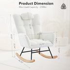 Nursery Rocking Chair, Upholstered Baby Fluffy Glider Rocker, Reading Chair with High Backrest, Accent Side Chairs for Living Room, Bedroom, Nursing