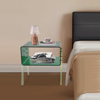 Acrylic Side Table, 2-Tier End Table with Open Storage for Small Spaces, Nightstand Bedside Table for Office, Bed Room, Conference Room (Green)