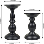 Earl Diamond Matte Black Pillar Candle Holders Set of 2, Vintage Iron Candle Holder for Table Centerpiece, Fireplace Decor, Dining and Living Room Decoration, Applicable to Pillar Candles