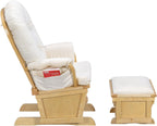 Suite Bebe Madison Nursery Rocking Chair with Ottoman, Wooden Glider for Baby Nursing, Smooth Gliding Rocker, Natural Wood and Beige Fabric