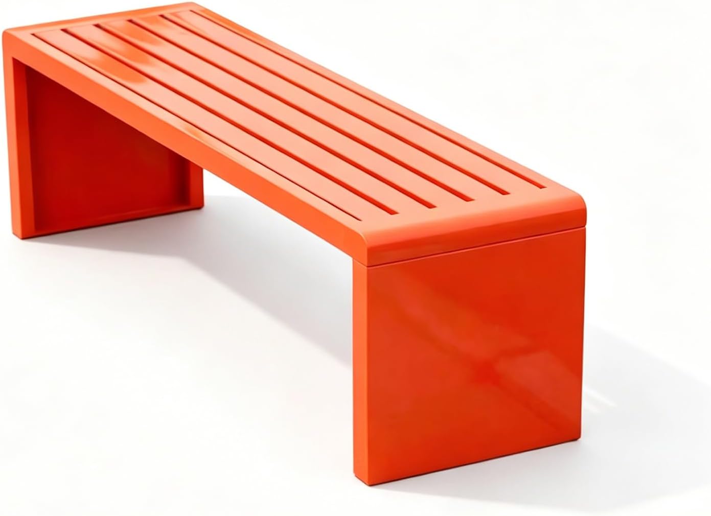 Weatherproof Metal Garden Bench, Small Outdoor Patio Bench, Heavy Duty Front Porch Decor, Outside Park Potting Bench Furniture for Backyard, Lawn & Outdoor Use (Coral)