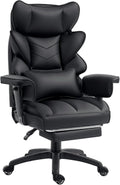 Office Chair,Executive Ergonomic Office Chair with Pocket Spring Cushion, High Back Computer Gaming Chair with Adjustable Armrests, Lumbar Support, Footrest, Executive Chair - Black PU Leather