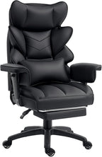 Office Chair,Executive Ergonomic Office Chair with Pocket Spring Cushion, High Back Computer Gaming Chair with Adjustable Armrests, Lumbar Support, Footrest, Executive Chair - Black PU Leather