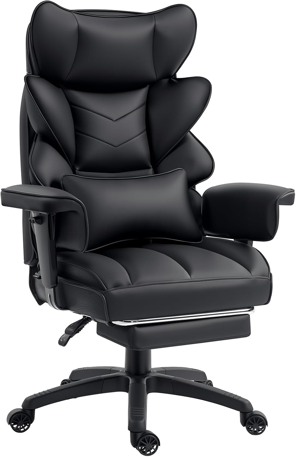 Office Chair,Executive Ergonomic Office Chair with Pocket Spring Cushion, High Back Computer Gaming Chair with Adjustable Armrests, Lumbar Support, Footrest, Executive Chair - Black PU Leather