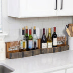 Liquor Bottle Display Shelf – Bar Shelf for Whiskey, Wine & Bourbon – Rustic Wall-Mounted Wooden Shelves, Countertop Rack, Stylish & Space-Saving Small Liquor Cabinet for Enthusiasts (Set of 2)