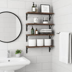 Fixwal Floating Shelves for Wall, Wood Wall Mounted Shelves for Bedroom, Bathroom, Living Room, Kitchen Storage and Decor(Brown, Set of 4, 16.5 Inch)