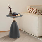 Round Side Table with Raised Edge, Cream White & Gold Accent Small End Table for Living Room Bedroom, 22 LB Capacity Modern Sofa Table, Easy Assembly Minimalist Nightstand (Black)