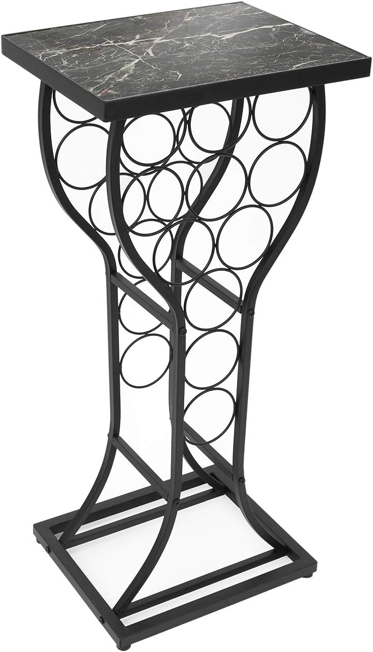 Sorbus Wine Rack Console for Home Bar - Mini Wine Stand with Faux Black Marble Table Top - Durable Metal Freestanding Wine Storage Cabinet Shelf - Wine Racks Free Standing Floor Holds 11 Wine Bottles