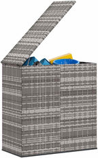 39.4x19.3x40.7 in Grey PE Rattan Cushion Box with Gas Lift, Weather-Resistant Outdoor Storage Bench for Patio Garden Deck
