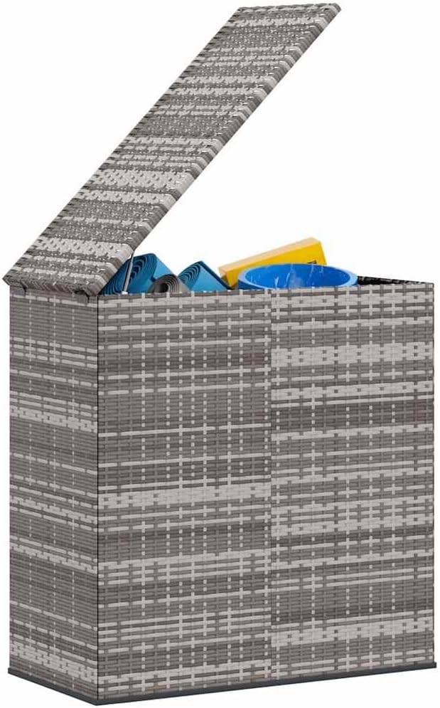 39.4x19.3x40.7 in Grey PE Rattan Cushion Box with Gas Lift, Weather-Resistant Outdoor Storage Bench for Patio Garden Deck