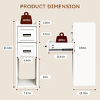Narrow White Nightstand, Wood Slim Bedside Tables for Small Bedroom, Modern End Table with Drawers, Perfect for Apartments, Rente