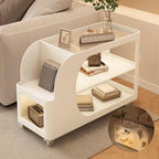 Mobile Sofa Side Table with Wheels, Metal Rolling End Table with Storage, 3-Tier Compact Tea Cart for Living Room, Terrace(Black,Medium)