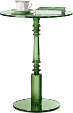 Modern Acrylic Side Table, Round Clear End Table for Living Room,Bedroom Lobby and Office Easy Assembly (Green, Large)