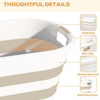 OOAMBB 43L(11.5Gallon) Collapsible Laundry Baskets plastic, Pop Up Laundry hamper/Storage Container, Foldable Laundry Basket with Large Capacity,Sturdy,Space Saver (Beige, 2 Packs)