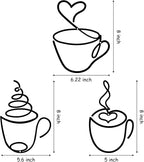 Ferraycle 3 Pieces Coffee Cup Metal Wall Art Wire Coffee Bar Hanging Decor Cafe Themed Vintage Rustic Metal Sign for Kitchen Restaurant Shop Home Office Accessories