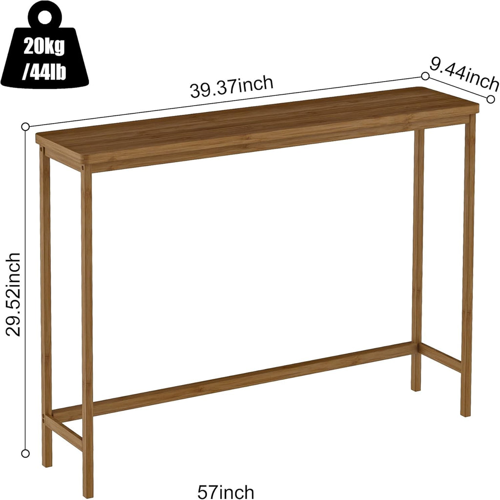 VASMIA Console Table, Entryway Table, Narrow Sofa Table, 39" Bamboo Hallway Table for Entryway, Living Room, Bedroom, Foyer, Walnut