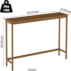 VASMIA Console Table, Entryway Table, Narrow Sofa Table, 39" Bamboo Hallway Table for Entryway, Living Room, Bedroom, Foyer, Walnut