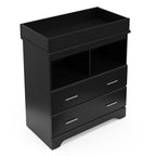 Storkcraft Brookside 2 Drawer Changing Table Dresser, Black | GREENGUARD Gold Certified Baby Dresser with Removable Changing Table Topper, Includes Interlocking Drawer System
