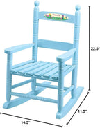 Fox Valley Traders Custom Childrens Rocking Chair, Features Classic Rocker Design and Hardwood Construction, Blue Finish with Flowers & Buterflies Design