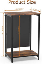 Small Narrow Side Table,Slim End Table with Storage Pockets for Small Spaces,Living Room,Bedroom,Sofa Couch,Office,Skinny Nightstands with 2 Tiers Open Storage,Rustic Brown