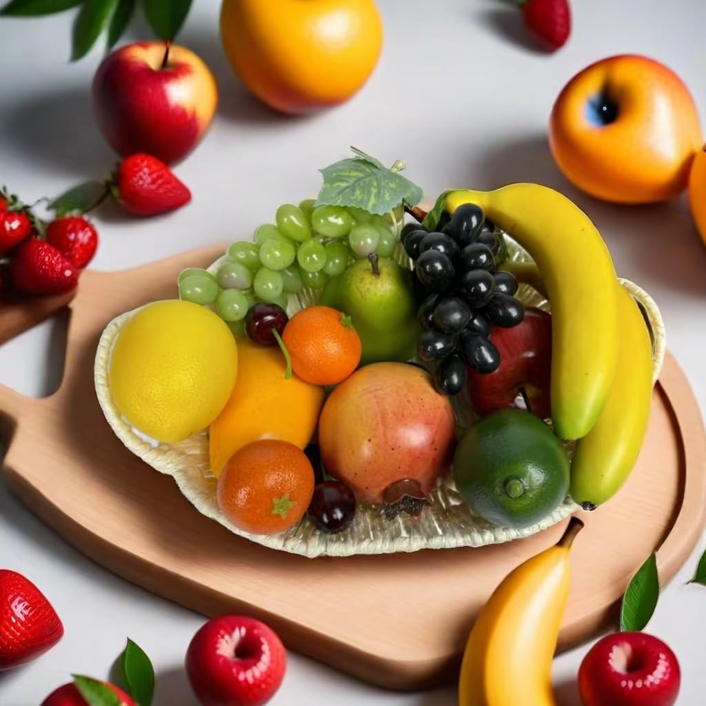 Generic 17pcs Artificial Mixture Fruits,Simulation Fruit Props for Photography Display, Lifelike Realistic Fake Fruits Home Decor Craft Fruit Set Fake Grapes Fake Banana, HC2412-17