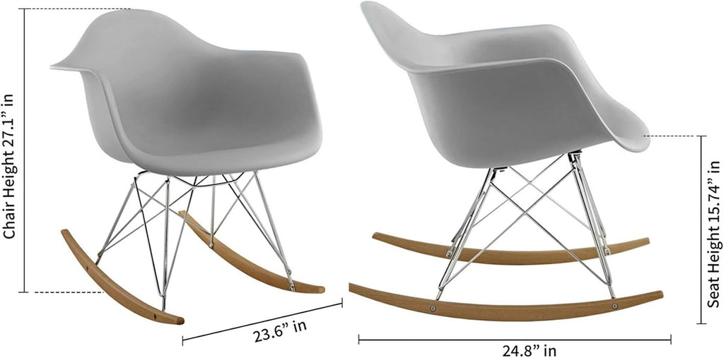 MODHOLIC Eiffel Rocker Chair, Gray