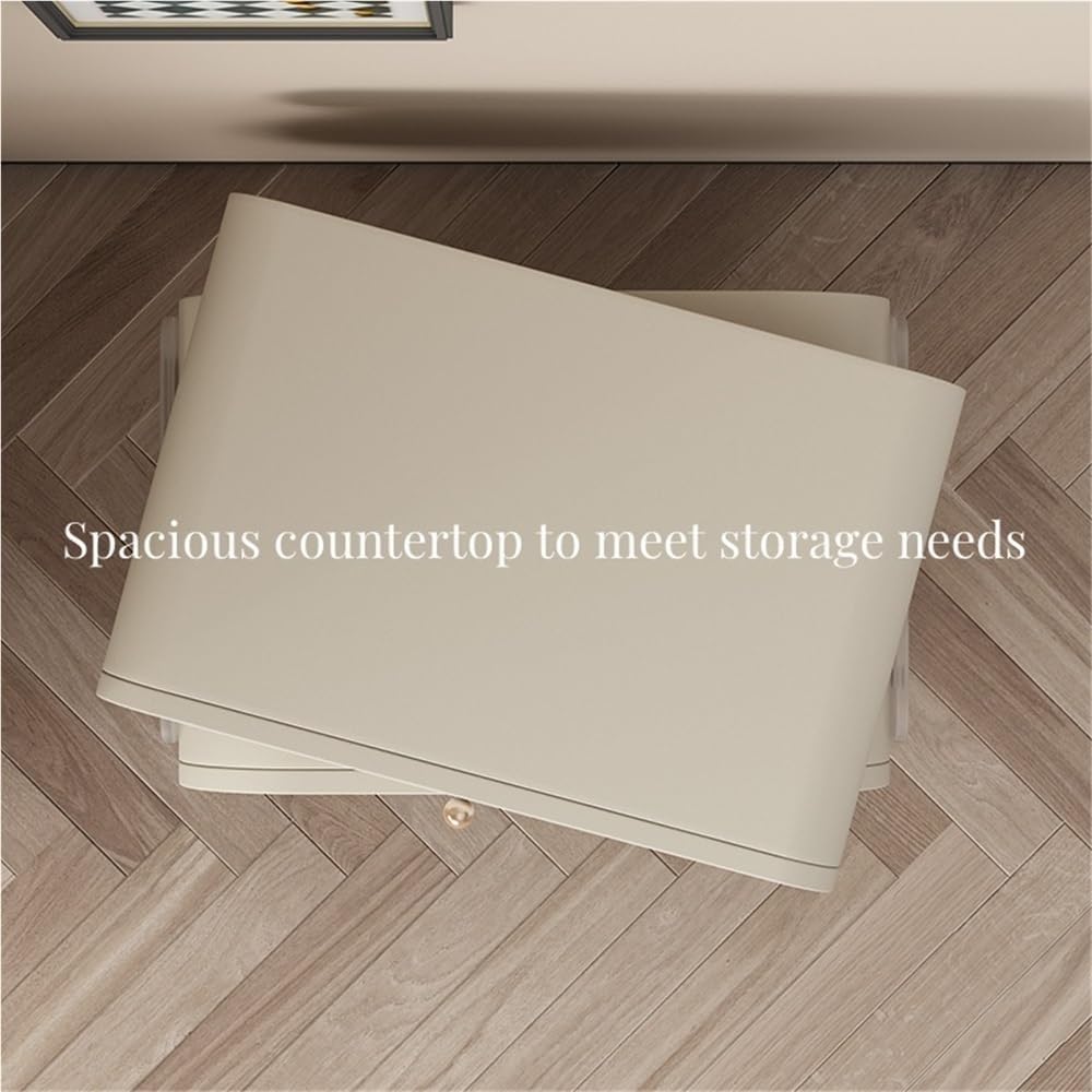 Solid Wood Bedside Table with Acrylic Legs Nightstand Modern End Table with Drawers Storage Cabinet for Living Room Solid Construction(Multi-Colored,48cm)