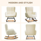 LUCKLIFE Rocking Chair Nursery,Teddy Upholstered Glider with Side Pockets | High Backrest Reading Chair,Modern Accent Chairs for Living Room,Bedroom